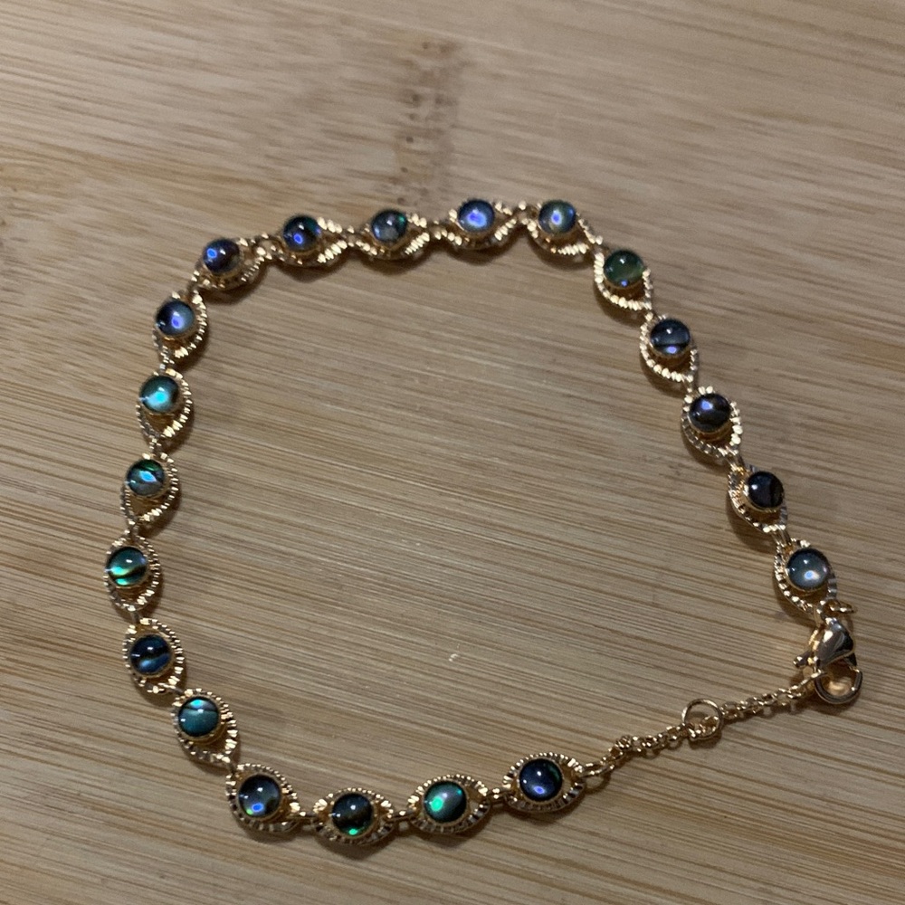 New Gold Bracelet with Blue/Green Accents